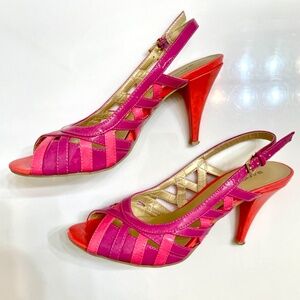 Women's Bandolino 3 inch Heels Sling Coral, Pink, Fuchsia Size 7.5 Narrow Foot